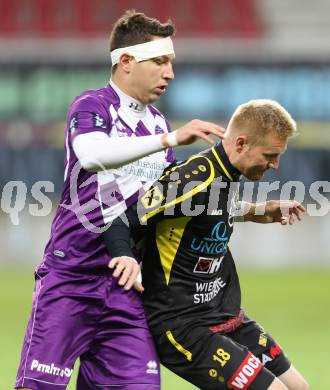 Fussball Regionalliga. SK Austria Klagenfurt gegen Lafnitz. Bernd Kager, (Austria Klagenfurt), Wolfgang Waldl (Lafnitz). Klagenfurt, 31.10.2014.
foto: Kuess
---
pressefotos, pressefotografie, kuess, qs, qspictures, sport, bild, bilder, bilddatenbank