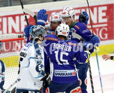 EBEL. Eishockey Bundesliga. EC VSV gegen EHC LIWEST Linz.  Torjubel VSV. Villach, am 2.11.2014.
Foto: Kuess 


---
pressefotos, pressefotografie, kuess, qs, qspictures, sport, bild, bilder, bilddatenbank