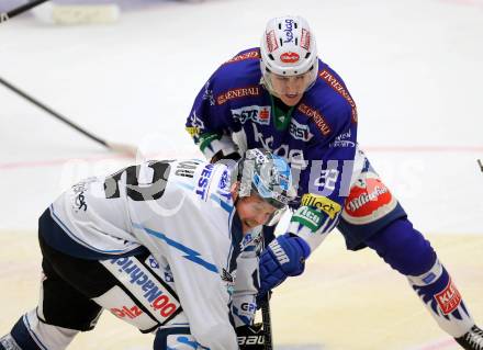 EBEL. Eishockey Bundesliga. EC VSV gegen EHC LIWEST Linz. Adis Alagic,  (VSV), Chad Rau (Linz). Villach, am 2.11.2014.
Foto: Kuess 


---
pressefotos, pressefotografie, kuess, qs, qspictures, sport, bild, bilder, bilddatenbank