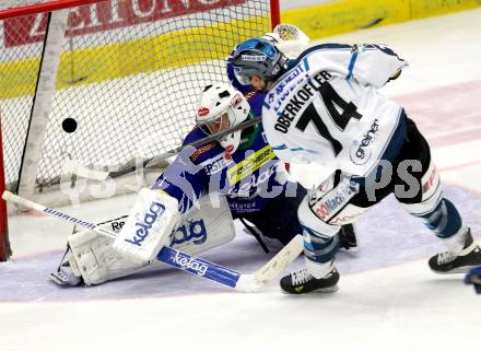 EBEL. Eishockey Bundesliga. EC VSV gegen EHC LIWEST Linz.  Jean Philippe Lamoureux, (VSV), Daniel Oberkofler (Linz). Villach, am 2.11.2014.
Foto: Kuess 


---
pressefotos, pressefotografie, kuess, qs, qspictures, sport, bild, bilder, bilddatenbank