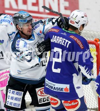 EBEL. Eishockey Bundesliga. EC VSV gegen EHC LIWEST Linz. Cole Jarrett, (VSV), Curtis Murphy (Linz). Villach, am 2.11.2014.
Foto: Kuess 


---
pressefotos, pressefotografie, kuess, qs, qspictures, sport, bild, bilder, bilddatenbank