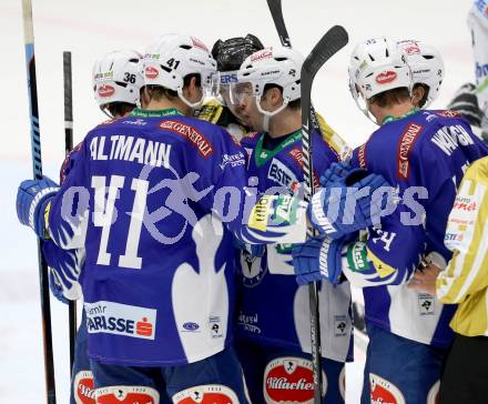 EBEL. Eishockey Bundesliga. EC VSV gegen EHC LIWEST Linz. Torjubel Darren Haydar, Jason Krog, Marco Pewal, Geoff Waugh, Mario Altmann (VSV). Villach, am 2.11.2014.
Foto: Kuess 


---
pressefotos, pressefotografie, kuess, qs, qspictures, sport, bild, bilder, bilddatenbank