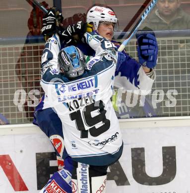 EBEL. Eishockey Bundesliga. EC VSV gegen EHC LIWEST Linz.  Mario Altmann,  (VSV), Andrew Jacob Kozek (Linz). Villach, am 2.11.2014.
Foto: Kuess 


---
pressefotos, pressefotografie, kuess, qs, qspictures, sport, bild, bilder, bilddatenbank