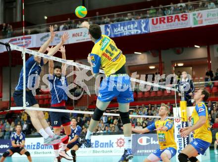 Volleyball Champions League. SK Posojilnica Aich/Dob gegen Olympiacos Piraeus. Stephen Anthony Nash (Aich/Dob). Klagenfurt, am 5.11.2014.
Foto: Kuess
---
pressefotos, pressefotografie, kuess, qs, qspictures, sport, bild, bilder, bilddatenbank