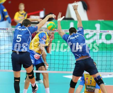 Volleyball Champions League. SK Posojilnica Aich/Dob gegen Olympiacos Piraeus. Rocamora Blazquez Daniel (Aich/Dob). Klagenfurt, am 5.11.2014.
Foto: Kuess
---
pressefotos, pressefotografie, kuess, qs, qspictures, sport, bild, bilder, bilddatenbank