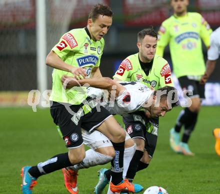 Fussball Bundesliga. RZ Pellets WAC gegen SK Puntigamer Sturm Graz. Peter Zulj,  (WAC), Daniel Beichler, Christian Klem (Graz). Klagenfiurt, am 8.11.2014.
Foto: Kuess

---
pressefotos, pressefotografie, kuess, qs, qspictures, sport, bild, bilder, bilddatenbank