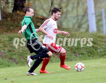 Fussball Unterliga Ost. Ludmannsdorf gegen Ulrichsberg. Andreas Schawarz,  (Ludmannsdorf), Matin Rauter Rauter (Ulrichsberg). Ludmannsdorf, am 9.11.2014.
Foto: Kuess
---
pressefotos, pressefotografie, kuess, qs, qspictures, sport, bild, bilder, bilddatenbank