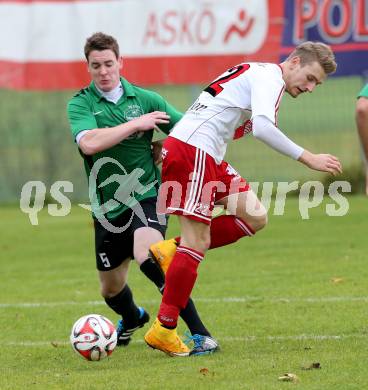 Fussball Unterliga Ost. Ludmannsdorf gegen Ulrichsberg. Michael Krainer, (Ludmannsdorf), Michael Harder (Ulrichsberg). Ludmannsdorf, am 9.11.2014.
Foto: Kuess
---
pressefotos, pressefotografie, kuess, qs, qspictures, sport, bild, bilder, bilddatenbank