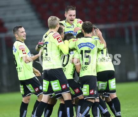 Fussball Bundesliga. RZ Pellets WAC gegen SK Puntigamer Sturm Graz. Torjubel (Graz). Klagenfiurt, am 8.11.2014.
Foto: Kuess

---
pressefotos, pressefotografie, kuess, qs, qspictures, sport, bild, bilder, bilddatenbank