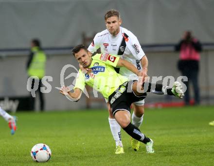 Fussball Bundesliga. RZ Pellets WAC gegen SK Puntigamer Sturm Graz. Manuel Weber (WAC), Daniel Offenbacher (Graz). Klagenfiurt, am 8.11.2014.
Foto: Kuess

---
pressefotos, pressefotografie, kuess, qs, qspictures, sport, bild, bilder, bilddatenbank