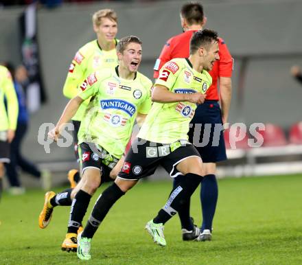 Fussball Bundesliga. RZ Pellets WAC gegen SK Puntigamer Sturm Graz. Torjubel Daniel Offenbacher  (Graz). Klagenfiurt, am 8.11.2014.
Foto: Kuess

---
pressefotos, pressefotografie, kuess, qs, qspictures, sport, bild, bilder, bilddatenbank