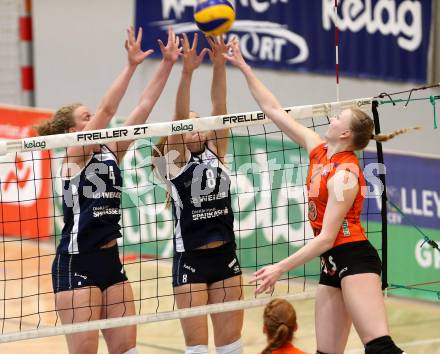 CEV Volleyball Cup Women. ATSC Sparkasse Wildcats Klagenfurt gegen HPK Haemeenlinna. Sabrina Mueller, Katharina Holzer (Wildcats). Klagenfurt, 12.11.2014.
Foto: Kuess
---
pressefotos, pressefotografie, kuess, qs, qspictures, sport, bild, bilder, bilddatenbank