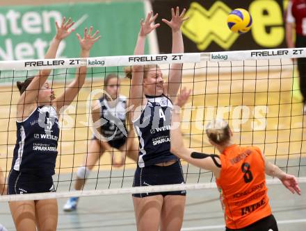 CEV Volleyball Cup Women. ATSC Sparkasse Wildcats Klagenfurt gegen HPK Haemeenlinna. Anna Bajde, Sabrina Mueller (Wildcats). Klagenfurt, 12.11.2014.
Foto: Kuess
---
pressefotos, pressefotografie, kuess, qs, qspictures, sport, bild, bilder, bilddatenbank