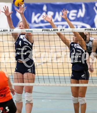 CEV Volleyball Cup Women. ATSC Sparkasse Wildcats Klagenfurt gegen HPK Haemeenlinna. Sabrina Mueller, Saria Gschoepf (Wildcats). Klagenfurt, 12.11.2014.
Foto: Kuess
---
pressefotos, pressefotografie, kuess, qs, qspictures, sport, bild, bilder, bilddatenbank