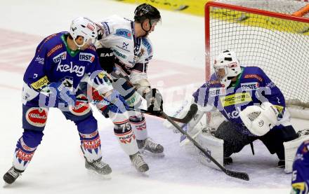 EBEL. Eishockey Bundesliga. EC VSV gegen SAPA Fehervar AV19. Cole Jarrett, Jean Philippe Lamoureux,  (VSV), Jeff Lovecchio (Alba Volan). Villach, am 2.11.2014.
Foto: Kuess 


---
pressefotos, pressefotografie, kuess, qs, qspictures, sport, bild, bilder, bilddatenbank