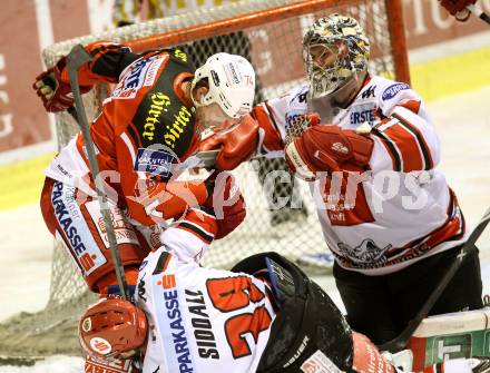 EBEL. Eishockey Bundesliga. KAC gegen HC TWK Innsbruck. Jamie Lundmark,  (KAC), Matt Siddall, Adam Munro (Innsbruck). Klagenfurt, am 14.11.2014.
Foto: Kuess 

---
pressefotos, pressefotografie, kuess, qs, qspictures, sport, bild, bilder, bilddatenbank