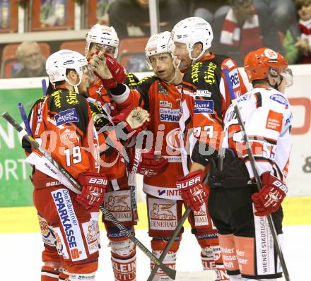 EBEL. Eishockey Bundesliga. KAC gegen HC TWK Innsbruck. Torjubel  (KAC). Klagenfurt, am 14.11.2014.
Foto: Kuess 

---
pressefotos, pressefotografie, kuess, qs, qspictures, sport, bild, bilder, bilddatenbank