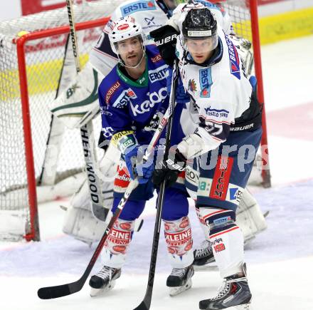 EBEL. Eishockey Bundesliga. EC VSV gegen SAPA Fehervar AV19. Darren Haydar,  (VSV), Attila Orban (Alba Volan). Villach, am 2.11.2014.
Foto: Kuess 


---
pressefotos, pressefotografie, kuess, qs, qspictures, sport, bild, bilder, bilddatenbank