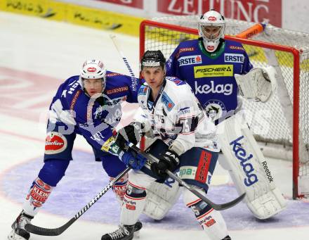 EBEL. Eishockey Bundesliga. EC VSV gegen SAPA Fehervar AV19. Geoff Waugh, Jean Philippe Lamoureux, (VSV), Jeff Lovecchio (Alba Volan). Villach, am 2.11.2014.
Foto: Kuess 


---
pressefotos, pressefotografie, kuess, qs, qspictures, sport, bild, bilder, bilddatenbank