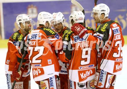 EBEL. Eishockey Bundesliga. KAC gegen HC TWK Innsbruck.  Torjubel (KAC). Klagenfurt, am 14.11.2014.
Foto: Kuess 

---
pressefotos, pressefotografie, kuess, qs, qspictures, sport, bild, bilder, bilddatenbank