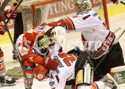 EBEL. Eishockey Bundesliga. KAC gegen HC TWK Innsbruck. Jamie Lundmark,  (KAC), Matt Siddall, Adam Munro (Innsbruck). Klagenfurt, am 14.11.2014.
Foto: Kuess 

---
pressefotos, pressefotografie, kuess, qs, qspictures, sport, bild, bilder, bilddatenbank