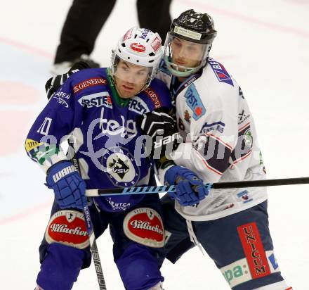 EBEL. Eishockey Bundesliga. EC VSV gegen SAPA Fehervar AV19. Brock McBride, (VSV), Bence Sziranyi  (Alba Volan). Villach, am 2.11.2014.
Foto: Kuess 


---
pressefotos, pressefotografie, kuess, qs, qspictures, sport, bild, bilder, bilddatenbank