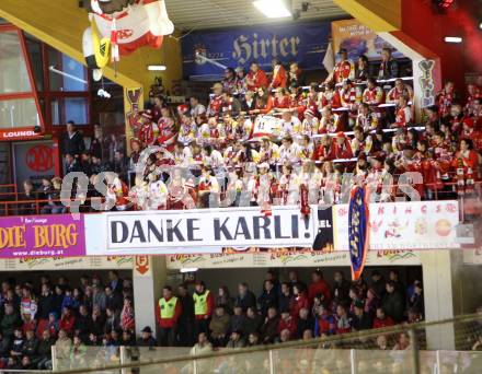 EBEL. Eishockey Bundesliga. KAC gegen HC TWK Innsbruck. Fans, Gedenken an Karl Nedwed (KAC). Klagenfurt, am 14.11.2014.
Foto: Kuess 

---
pressefotos, pressefotografie, kuess, qs, qspictures, sport, bild, bilder, bilddatenbank