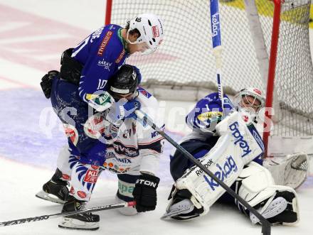 EBEL. Eishockey Bundesliga. EC VSV gegen SAPA Fehervar AV19. Brock McBride, Jean Philippe Lamoureux,  (VSV), Ladislav Sikorcin (Alba Volan). Villach, am 2.11.2014.
Foto: Kuess 


---
pressefotos, pressefotografie, kuess, qs, qspictures, sport, bild, bilder, bilddatenbank