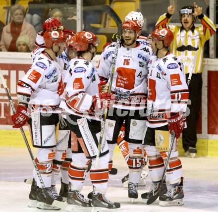 EBEL. Eishockey Bundesliga. KAC gegen HC TWK Innsbruck.  Torjubel   (Innsbruck). Klagenfurt, am 14.11.2014.
Foto: Kuess 

---
pressefotos, pressefotografie, kuess, qs, qspictures, sport, bild, bilder, bilddatenbank