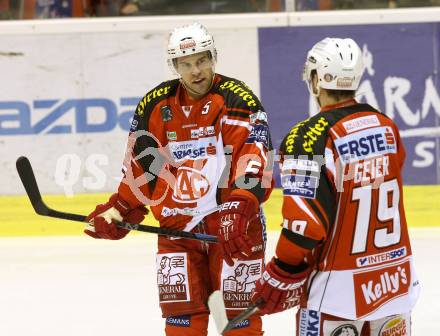 EBEL. Eishockey Bundesliga. KAC gegen HC TWK Innsbruck.  Jason DeSantis, Stefan Geier (KAC). Klagenfurt, am 14.11.2014.
Foto: Kuess 

---
pressefotos, pressefotografie, kuess, qs, qspictures, sport, bild, bilder, bilddatenbank