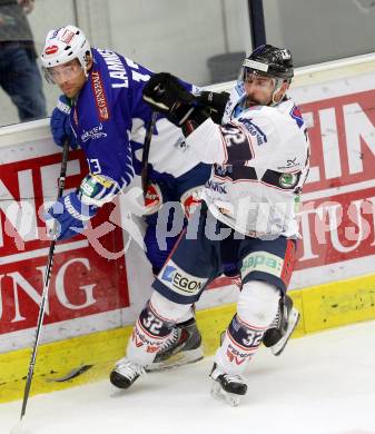 EBEL. Eishockey Bundesliga. EC VSV gegen SAPA Fehervar AV19. John Lammers, (VSV),  Viktor Tokaji (Alba Volan). Villach, am 2.11.2014.
Foto: Kuess 


---
pressefotos, pressefotografie, kuess, qs, qspictures, sport, bild, bilder, bilddatenbank