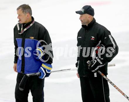 EBEL. Eishockey Bundesliga. EC VSV gegen SAPA Fehervar AV19. Peter Raffl, Herbert Hohenberger (VSV). Villach, am 2.11.2014.
Foto: Kuess 


---
pressefotos, pressefotografie, kuess, qs, qspictures, sport, bild, bilder, bilddatenbank