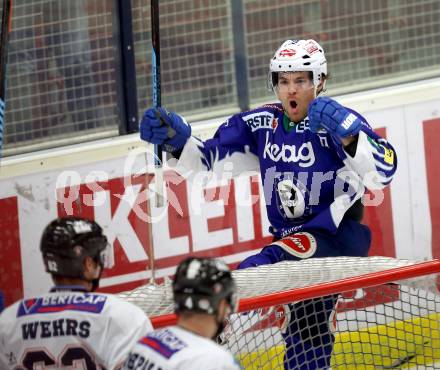 EBEL. Eishockey Bundesliga. EC VSV gegen SAPA Fehervar AV19. Torjubel Brock McBride (VSV). Villach, am 2.11.2014.
Foto: Kuess 


---
pressefotos, pressefotografie, kuess, qs, qspictures, sport, bild, bilder, bilddatenbank