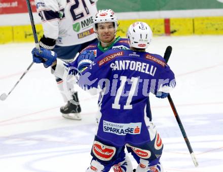 EBEL. Eishockey Bundesliga. EC VSV gegen SAPA Fehervar AV19. Torjubel Brock McBride, Mark Santorelli (VSV). Villach, am 2.11.2014.
Foto: Kuess 


---
pressefotos, pressefotografie, kuess, qs, qspictures, sport, bild, bilder, bilddatenbank