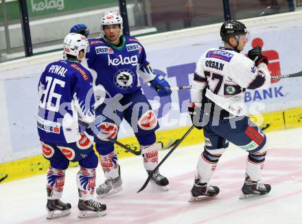 EBEL. Eishockey Bundesliga. EC VSV gegen SAPA Fehervar AV19. Torjubel Jason Krog, Marco Pewal (VSV). Villach, am 2.11.2014.
Foto: Kuess 


---
pressefotos, pressefotografie, kuess, qs, qspictures, sport, bild, bilder, bilddatenbank