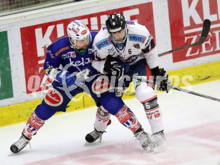 EBEL. Eishockey Bundesliga. EC VSV gegen SAPA Fehervar AV19. Eric Hunter,  (VSV), Bence Sziranyi (Alba Volan). Villach, am 2.11.2014.
Foto: Kuess 


---
pressefotos, pressefotografie, kuess, qs, qspictures, sport, bild, bilder, bilddatenbank