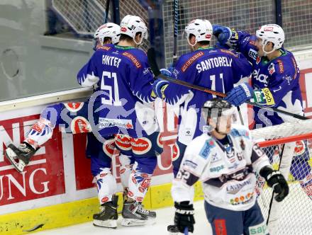 EBEL. Eishockey Bundesliga. EC VSV gegen SAPA Fehervar AV19. Torjubel Brock McBride, Eric Hunter, Marc Santorelli, Klemen Pretnar (VSV). Villach, am 2.11.2014.
Foto: Kuess 


---
pressefotos, pressefotografie, kuess, qs, qspictures, sport, bild, bilder, bilddatenbank