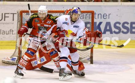 EBEL. Eishockey Bundesliga. KAC gegen EC Red Bull Salzburg. Thomas Poeck,  (KAC), Walter Ben (Salzburg). Klagenfurt, am 16.11.2014.
Foto: Kuess 

---
pressefotos, pressefotografie, kuess, qs, qspictures, sport, bild, bilder, bilddatenbank