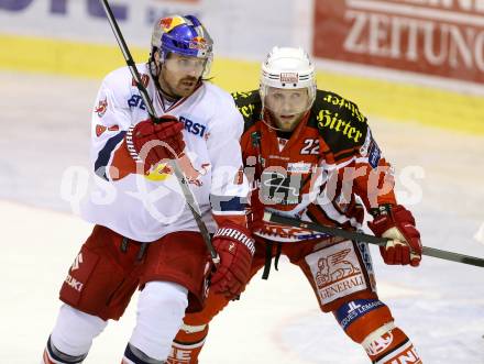 EBEL. Eishockey Bundesliga. KAC gegen EC Red Bull Salzburg. Thomas Poeck,  (KAC), Troy Milam (Salzburg). Klagenfurt, am 16.11.2014.
Foto: Kuess 

---
pressefotos, pressefotografie, kuess, qs, qspictures, sport, bild, bilder, bilddatenbank