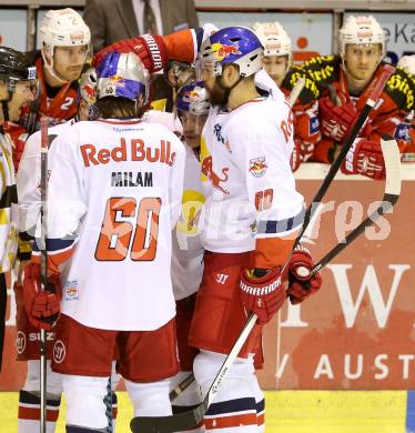 EBEL. Eishockey Bundesliga. KAC gegen EC Red Bull Salzburg. Torjubel Salzburg. Klagenfurt, am 16.11.2014.
Foto: Kuess 

---
pressefotos, pressefotografie, kuess, qs, qspictures, sport, bild, bilder, bilddatenbank