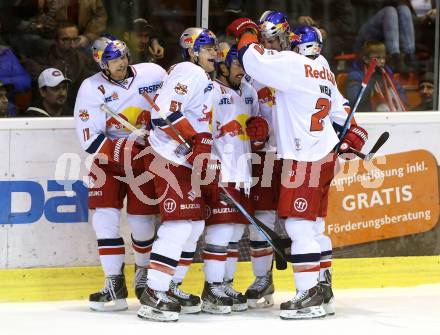 EBEL. Eishockey Bundesliga. KAC gegen EC Red Bull Salzburg. Torjubel Salzburg. Klagenfurt, am 16.11.2014.
Foto: Kuess 

---
pressefotos, pressefotografie, kuess, qs, qspictures, sport, bild, bilder, bilddatenbank