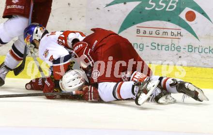 EBEL. Eishockey Bundesliga. KAC gegen EC Red Bull Salzburg. Manuel Geier,  (KAC), Kyle Beach (Salzburg). Klagenfurt, am 16.11.2014.
Foto: Kuess 

---
pressefotos, pressefotografie, kuess, qs, qspictures, sport, bild, bilder, bilddatenbank