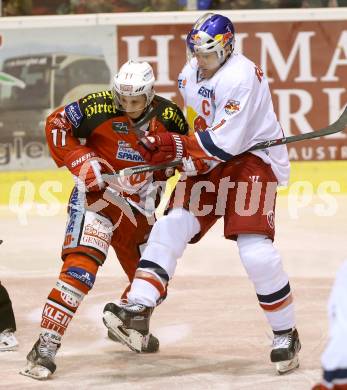 EBEL. Eishockey Bundesliga. KAC gegen EC Red Bull Salzburg. Daniel Ban,  (KAC), Matthias Trattnig (Salzburg). Klagenfurt, am 16.11.2014.
Foto: Kuess 

---
pressefotos, pressefotografie, kuess, qs, qspictures, sport, bild, bilder, bilddatenbank