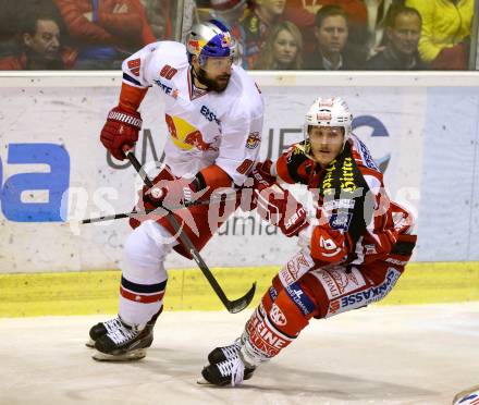 EBEL. Eishockey Bundesliga. KAC gegen EC Red Bull Salzburg. Manuel Geier, (KAC),  Zdenek Kutlak (Salzburg). Klagenfurt, am 16.11.2014.
Foto: Kuess 

---
pressefotos, pressefotografie, kuess, qs, qspictures, sport, bild, bilder, bilddatenbank