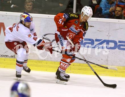 EBEL. Eishockey Bundesliga. KAC gegen EC Red Bull Salzburg. Oliver Setzinger,  (KAC), Troy Milam (Salzburg). Klagenfurt, am 16.11.2014.
Foto: Kuess 

---
pressefotos, pressefotografie, kuess, qs, qspictures, sport, bild, bilder, bilddatenbank