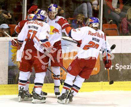 EBEL. Eishockey Bundesliga. KAC gegen EC Red Bull Salzburg. Torjubel  (Salzburg). Klagenfurt, am 16.11.2014.
Foto: Kuess 

---
pressefotos, pressefotografie, kuess, qs, qspictures, sport, bild, bilder, bilddatenbank