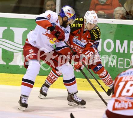 EBEL. Eishockey Bundesliga. KAC gegen EC Red Bull Salzburg. Patrick Harand,  (KAC), Zdenek Kutlak (Salzburg). Klagenfurt, am 16.11.2014.
Foto: Kuess 

---
pressefotos, pressefotografie, kuess, qs, qspictures, sport, bild, bilder, bilddatenbank