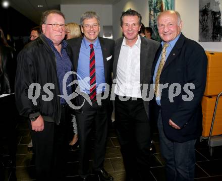 Filmpraesentation ueber Olympiasieger Karl Schnabl. Sepp Puschnig, Landeshauptmann Peter Kaiser, Karl Schnabl, Joe Tiger Pachler. Klagenfurt, am 19.11.2014.
Foto: Kuess
---
pressefotos, pressefotografie, kuess, qs, qspictures, sport, bild, bilder, bilddatenbank