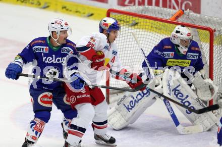 EBEL. Eishockey Bundesliga. EC VSV gegen Red Bull Salzburg. Gerhard Unterluggauer, Jean Philippe Lamoureux,  (VSV), Daniel Welser (Salzburg). Villach, am 21.11.2014.
Foto: Kuess 


---
pressefotos, pressefotografie, kuess, qs, qspictures, sport, bild, bilder, bilddatenbank