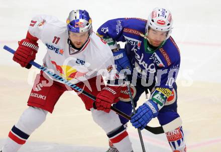 EBEL. Eishockey Bundesliga. EC VSV gegen Red Bull Salzburg. Brock McBride, (VSV), Walter Ben (Salzburg). Villach, am 21.11.2014.
Foto: Kuess 


---
pressefotos, pressefotografie, kuess, qs, qspictures, sport, bild, bilder, bilddatenbank